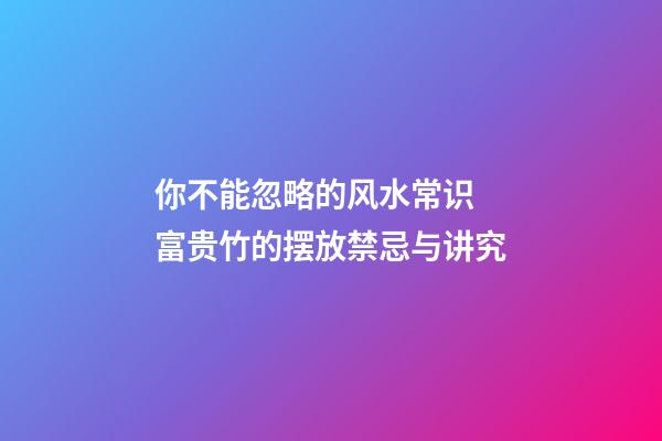 你不能忽略的风水常识 富贵竹的摆放禁忌与讲究